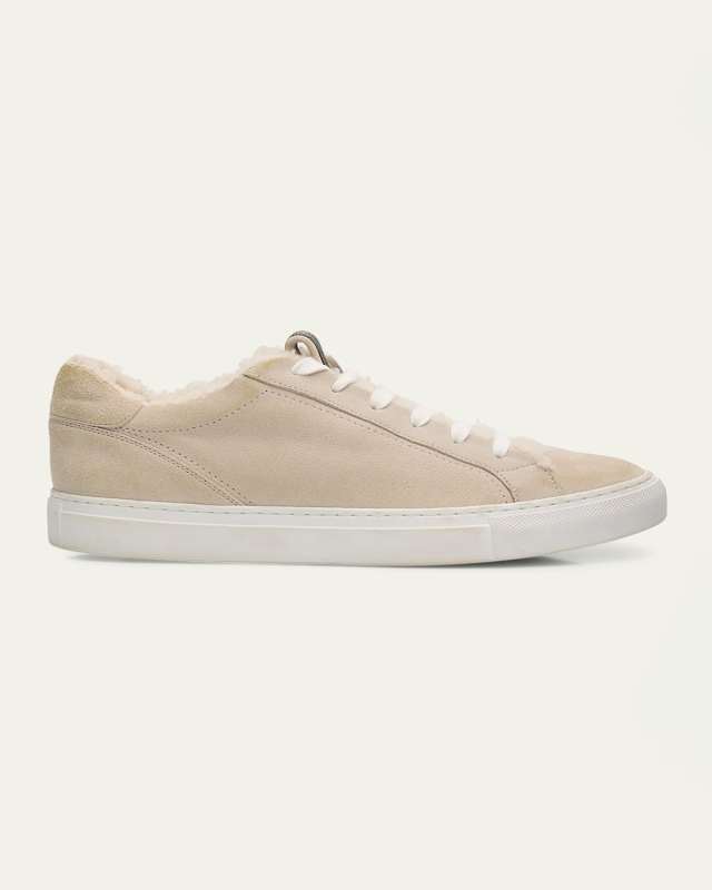 Lamb Shearling Fur-Lined Low-Top Sneakers